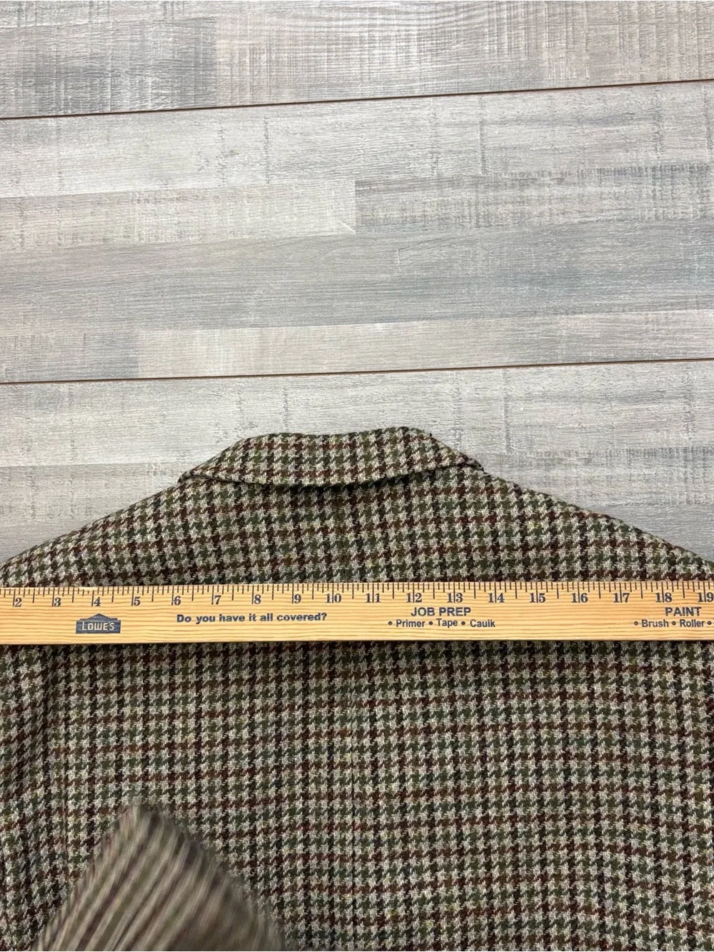 Vtg Joel Ferrin Harris Tweed Blazer Men's 46R Beige Houndstooth Wool Sport Coat